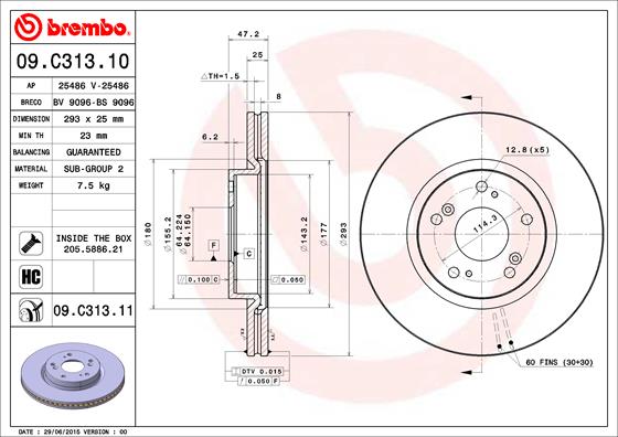 BREMBO 09.C313.11B Féktárcsa