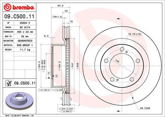 BREMBO BRE09.C500.11 féktárcsa