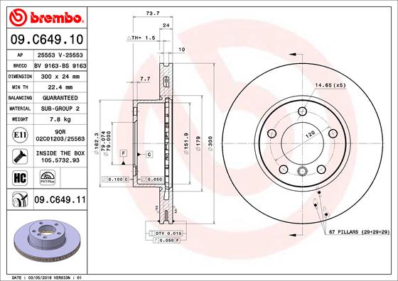 BREMBO 09.C649.11B Féktárcsa