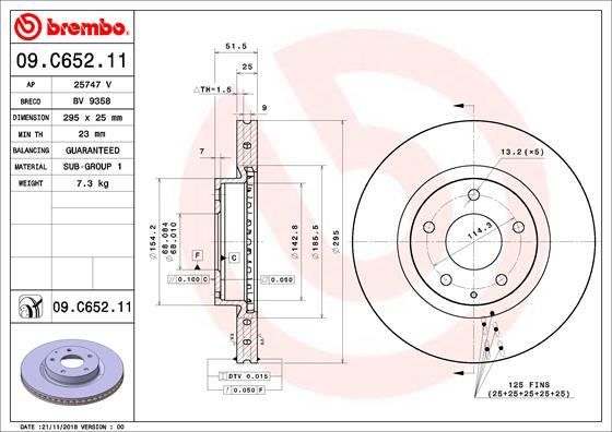 BREMBO 09.C652.11B Féktárcsa