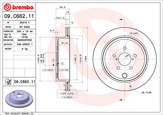 BREMBO BRE09.C662.11 féktárcsa