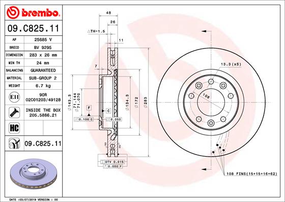 BREMBO 09.C825.11 FĂŠktĂĄrcsa