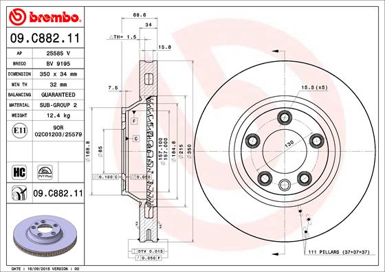 BREMBO 09.C882.11B Féktárcsa