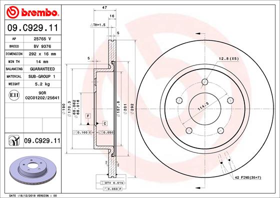 BREMBO BRE09.C929.11 féktárcsa