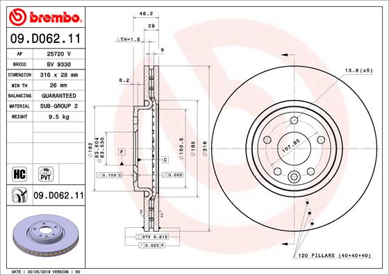 BREMBO 09.D062.11B Féktárcsa