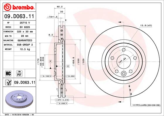 BREMBO BRE09.D063.11 féktárcsa