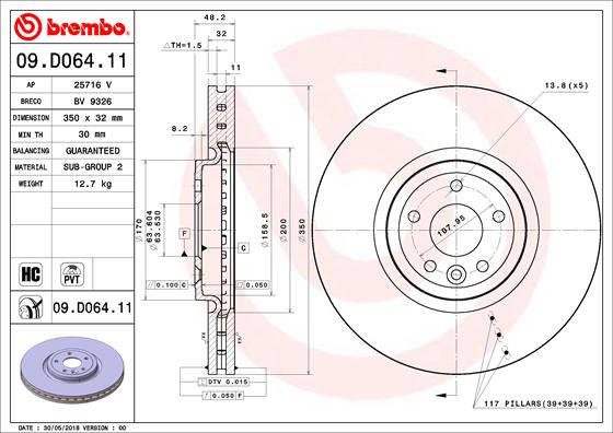 BREMBO BRE09.D064.11 féktárcsa