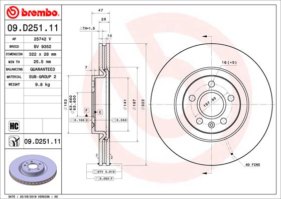 BREMBO 09.D251.11B Féktárcsa