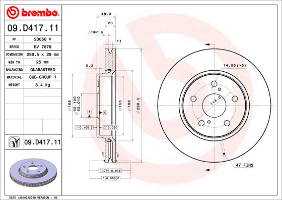 BREMBO 09.D417.11B Féktárcsa