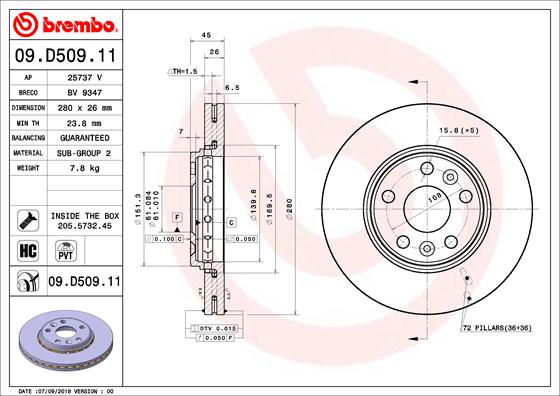 BREMBO 09.D509.11 FĂŠktĂĄrcsa