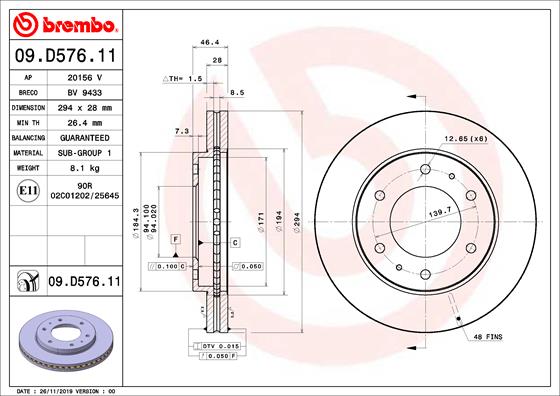 BREMBO BRE09.D576.11 féktárcsa