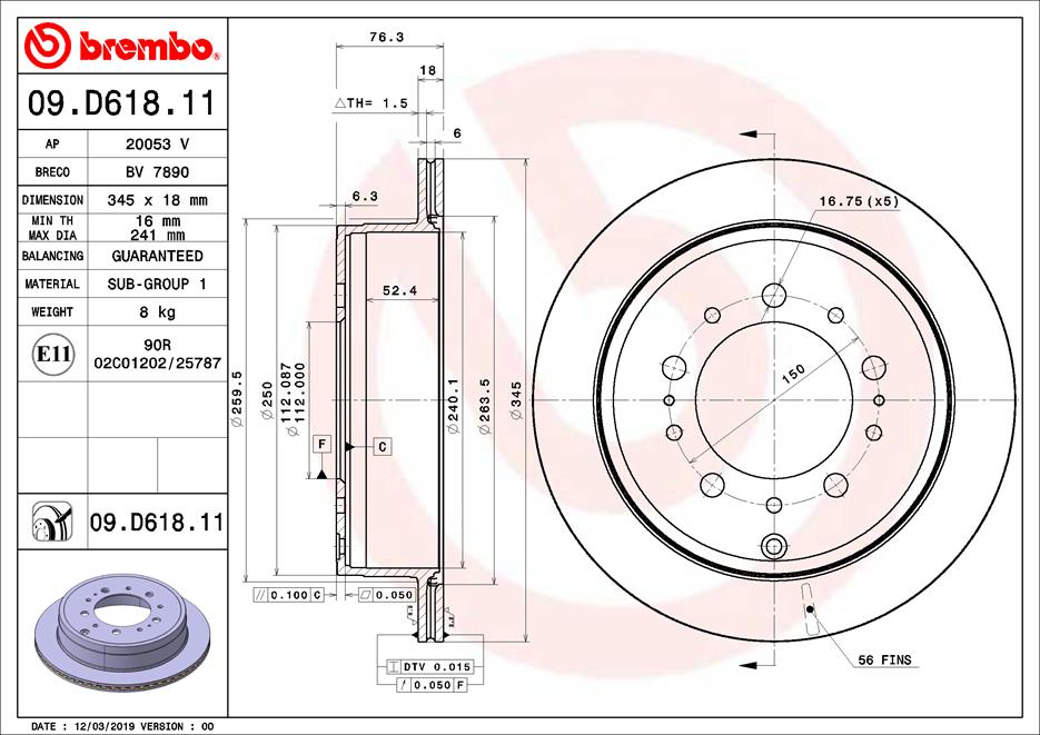 BREMBO 09.D618.11 FĂŠktĂĄrcsa