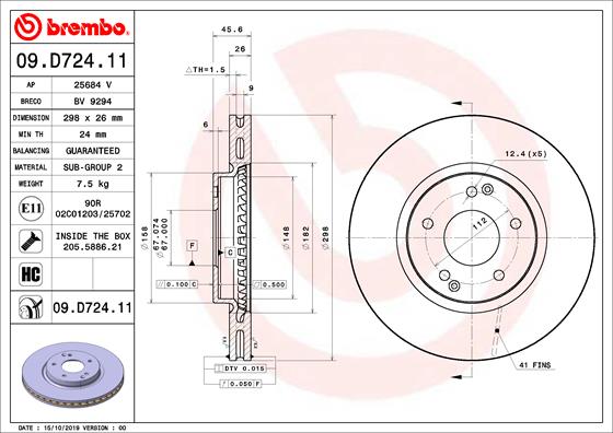 BREMBO BRE09.D724.11 féktárcsa