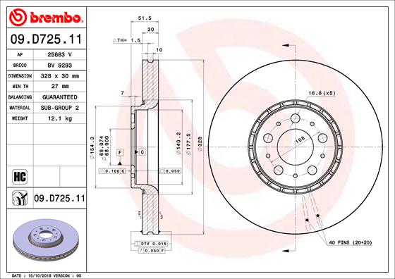 BREMBO BRE09.D725.11 féktárcsa