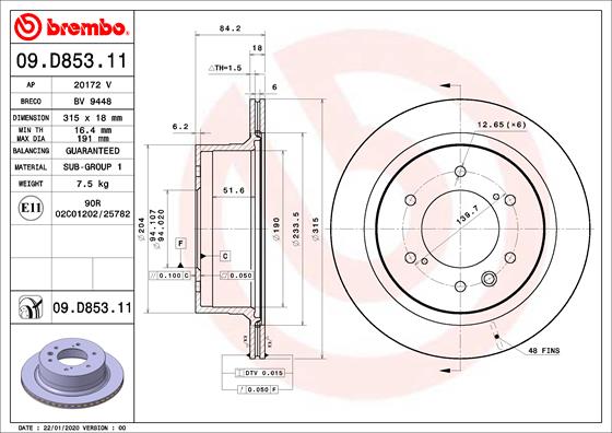 BREMBO BRE09.D853.11 féktárcsa