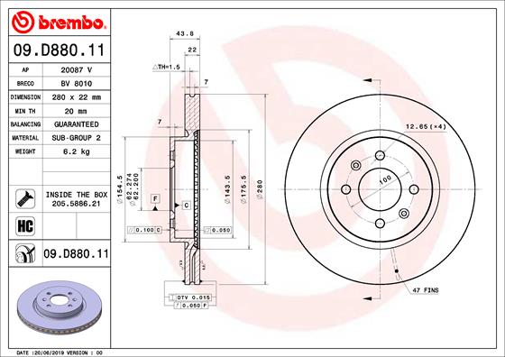 BREMBO 09.D880.11 FĂŠktĂĄrcsa