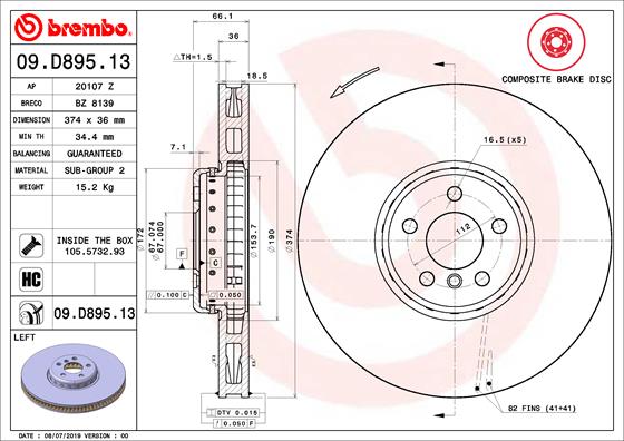 BREMBO BRE09.D895.13 féktárcsa