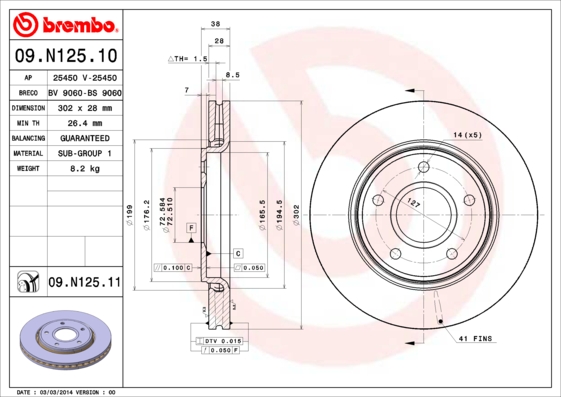 BREMBO BRE09.N125.11 féktárcsa