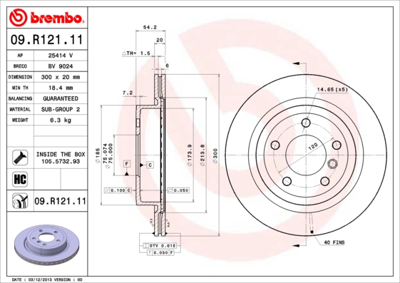 BREMBO BRE09.R121.11 féktárcsa