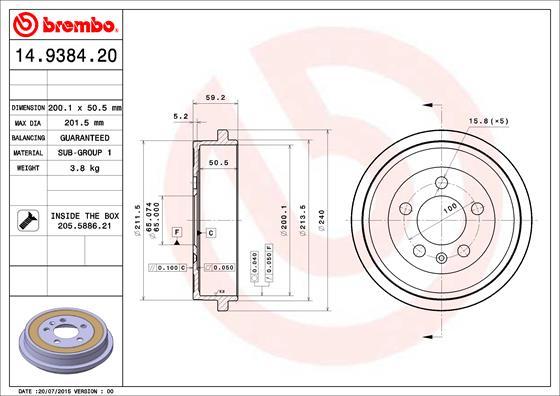 BREMBO 14.9384.20 FĂŠkdob