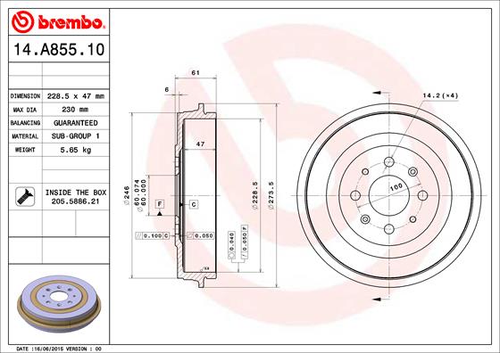 BREMBO BRE14.A855.10 fékdob