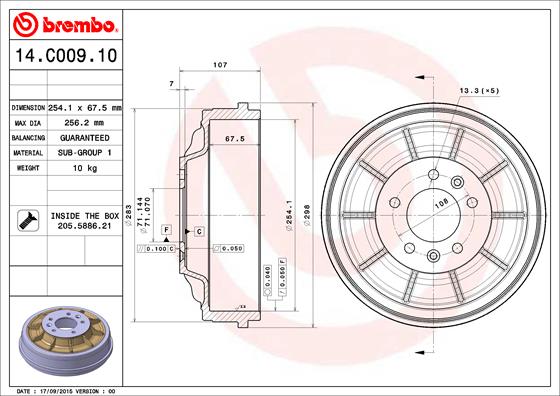 BREMBO BRE14.C009.10 fékdob