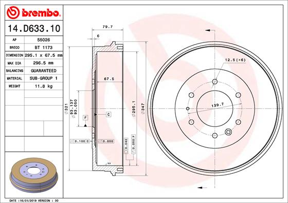 BREMBO 14.D633.10B Fékdob