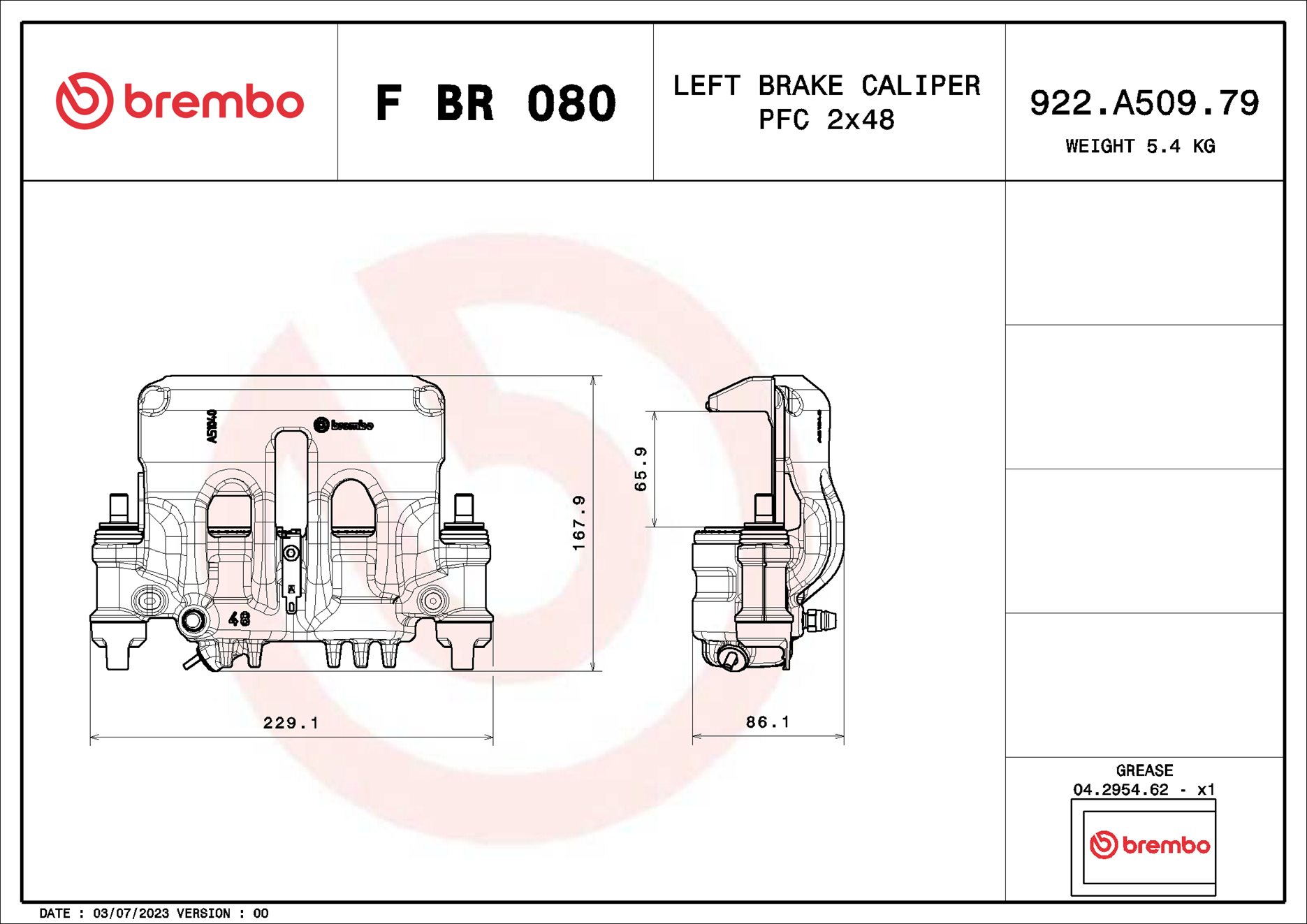 BREMBO BREFBR080 féknyereg