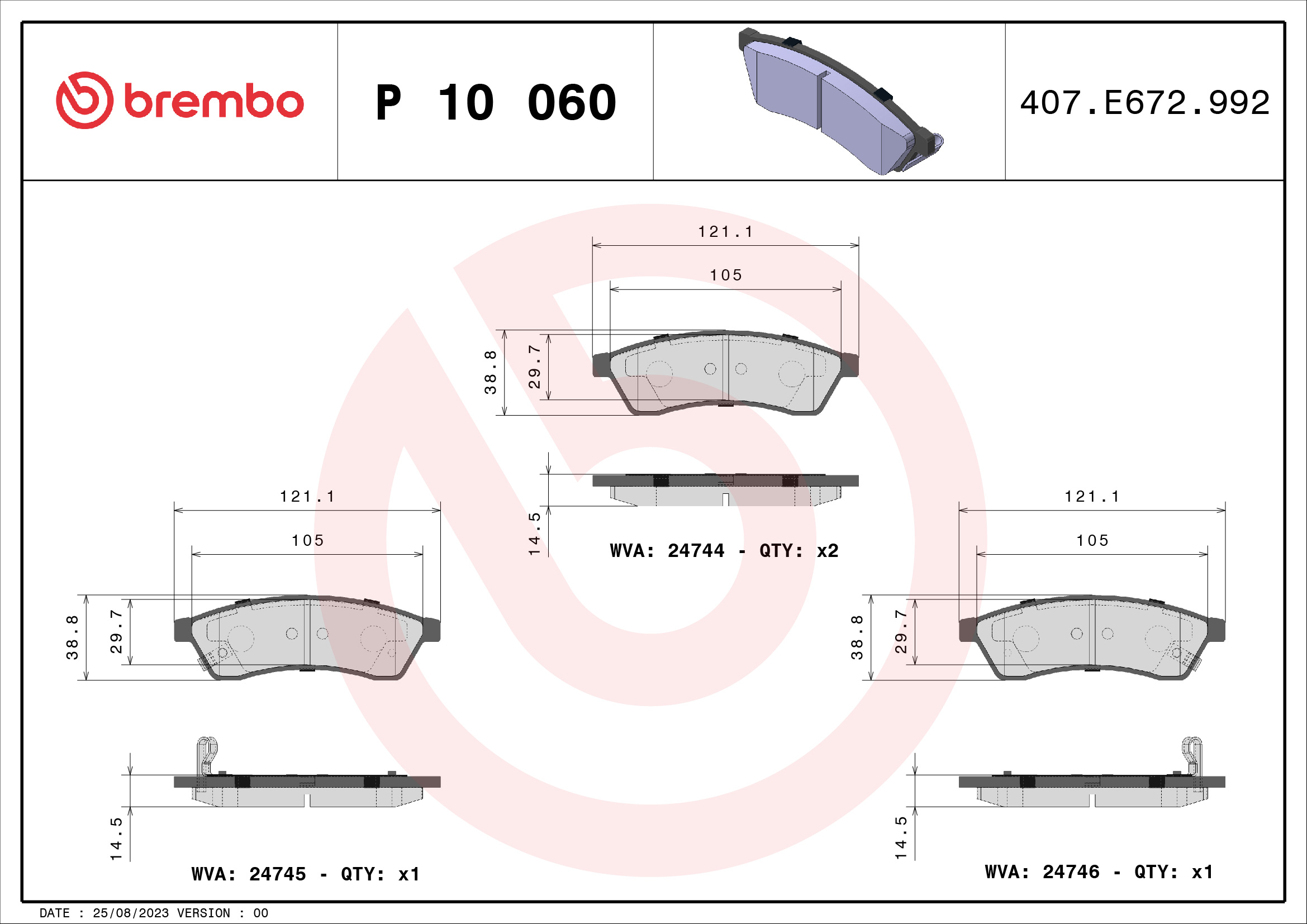 BREMBO BREP10060 fékbetét készlet, tárcsafék