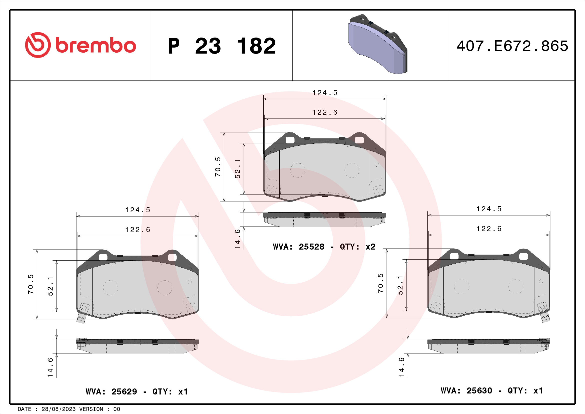 BREMBO BREP23182 fékbetét készlet, tárcsafék