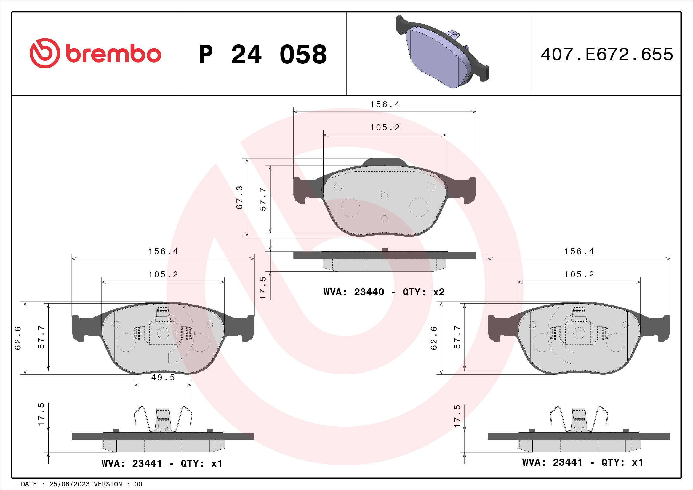 BREMBO P24058 Fékbetét készlet, tárcsafék