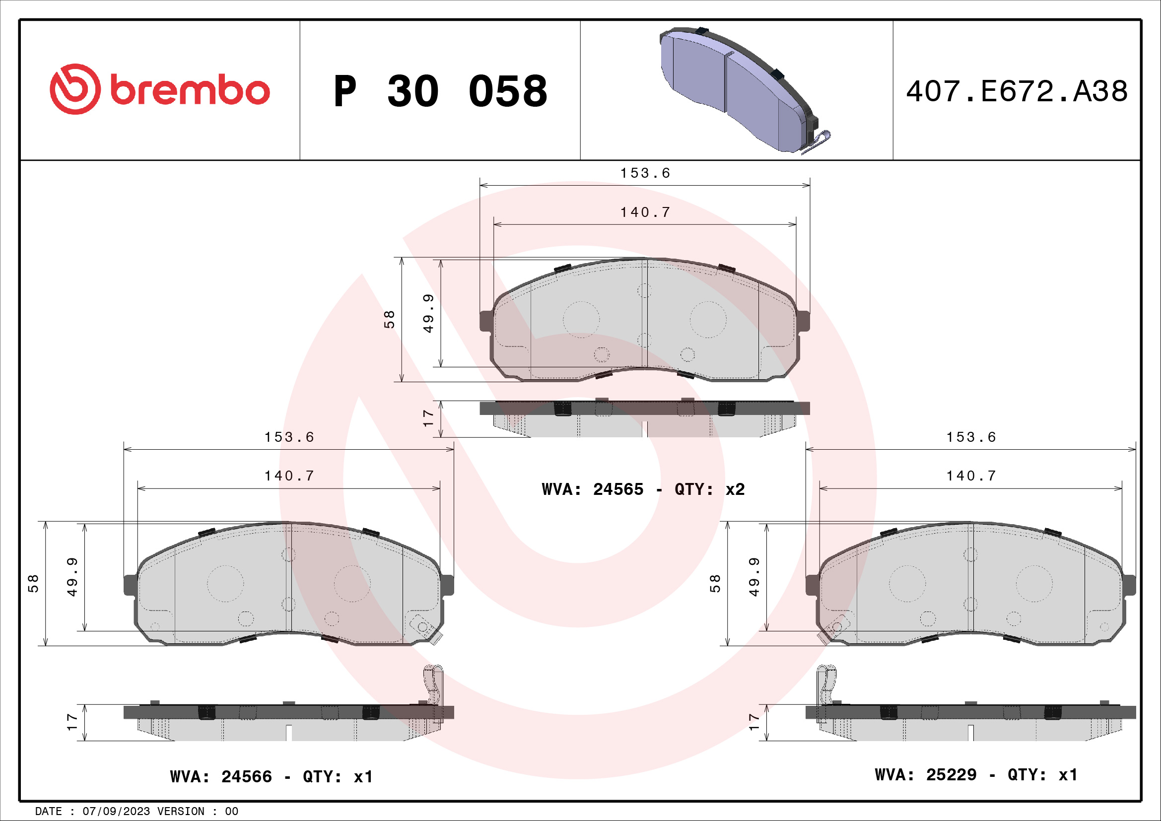 BREMBO BREP 30 058 Fékbetét