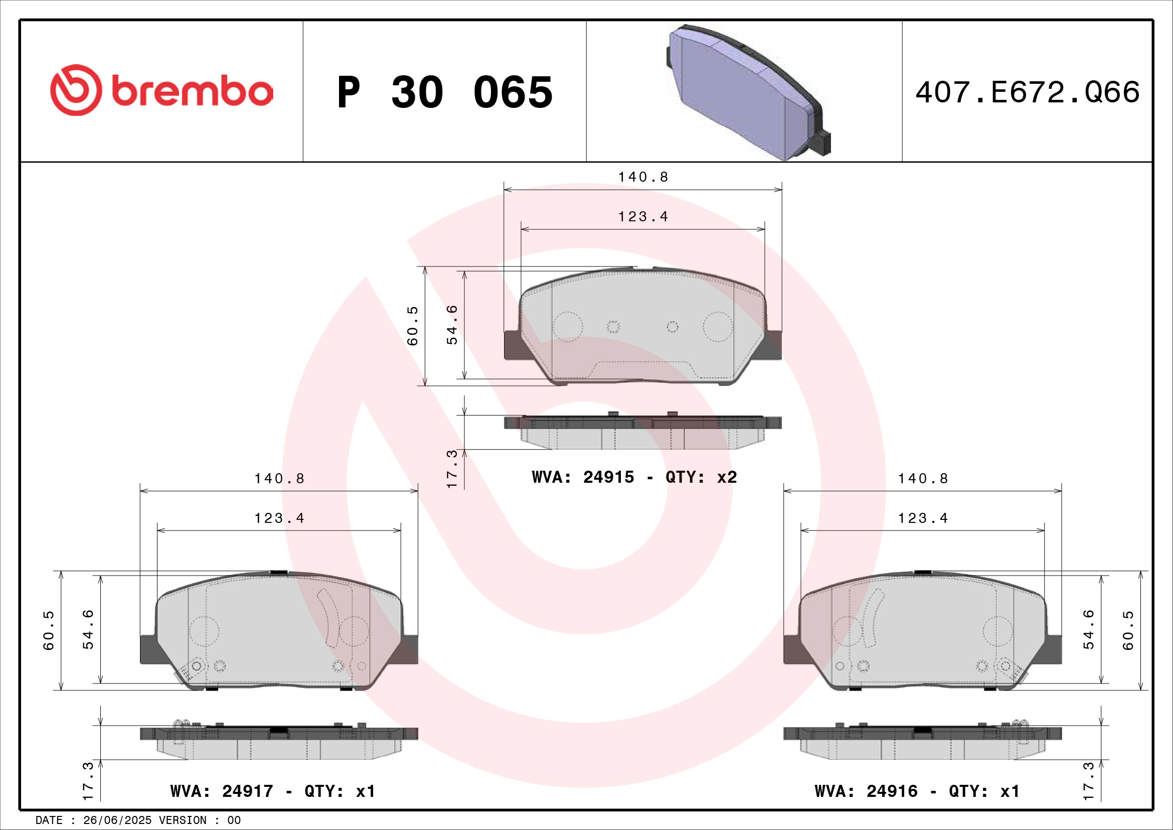BREMBO BREP 30 065 Fékbetét