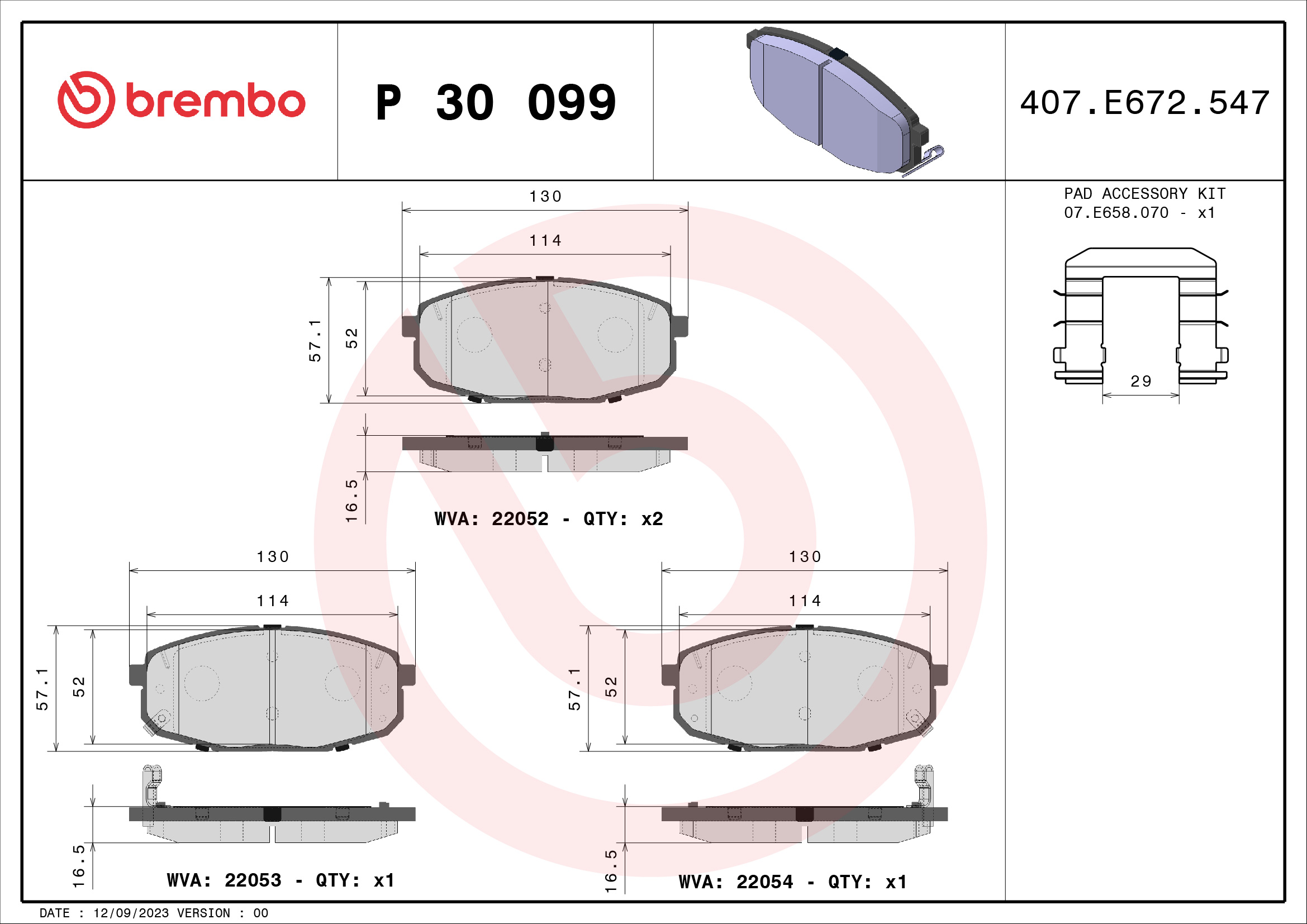 BREMBO BREP30099 fékbetét készlet, tárcsafék