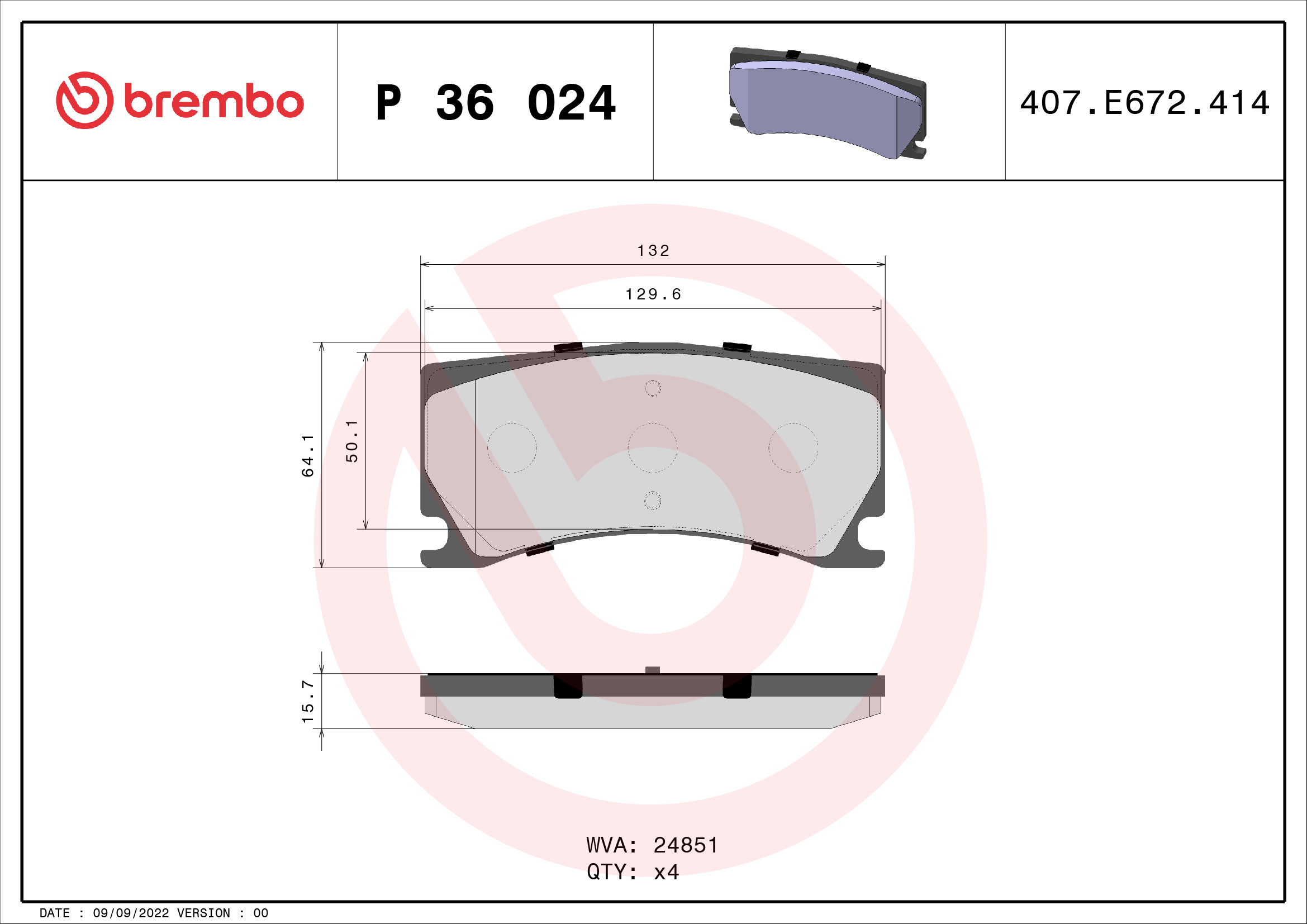 BREMBO 1001062697 P36024 - Fékbetét készlet