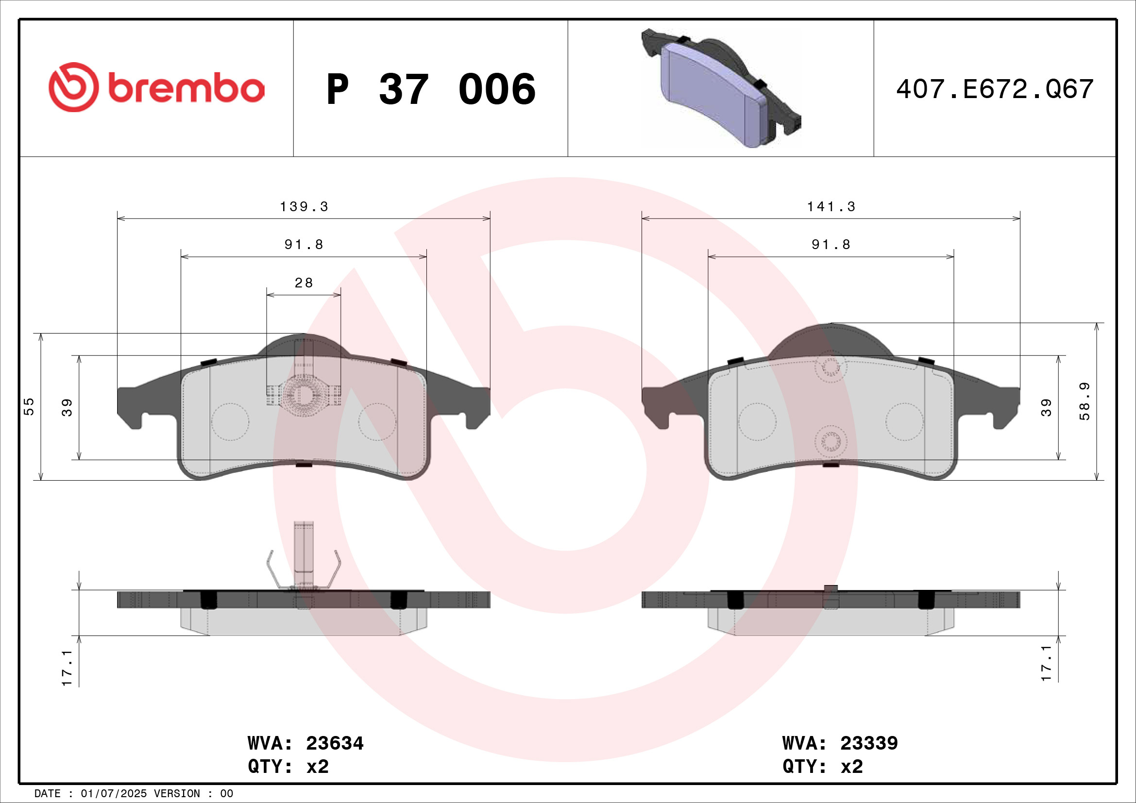 BREMBO BREP 37 006 Fékbetét