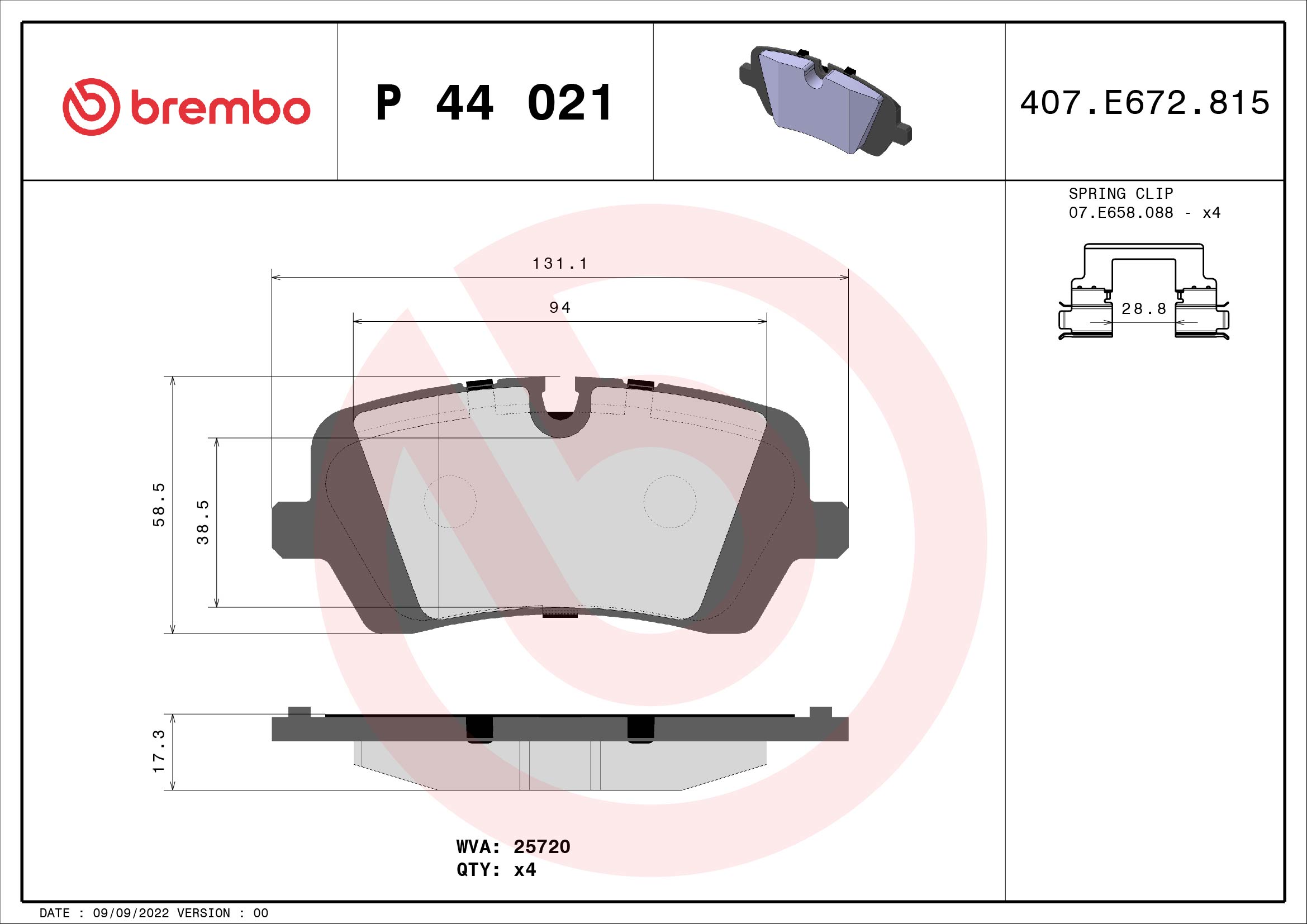 BREMBO P44021 Set placute frana