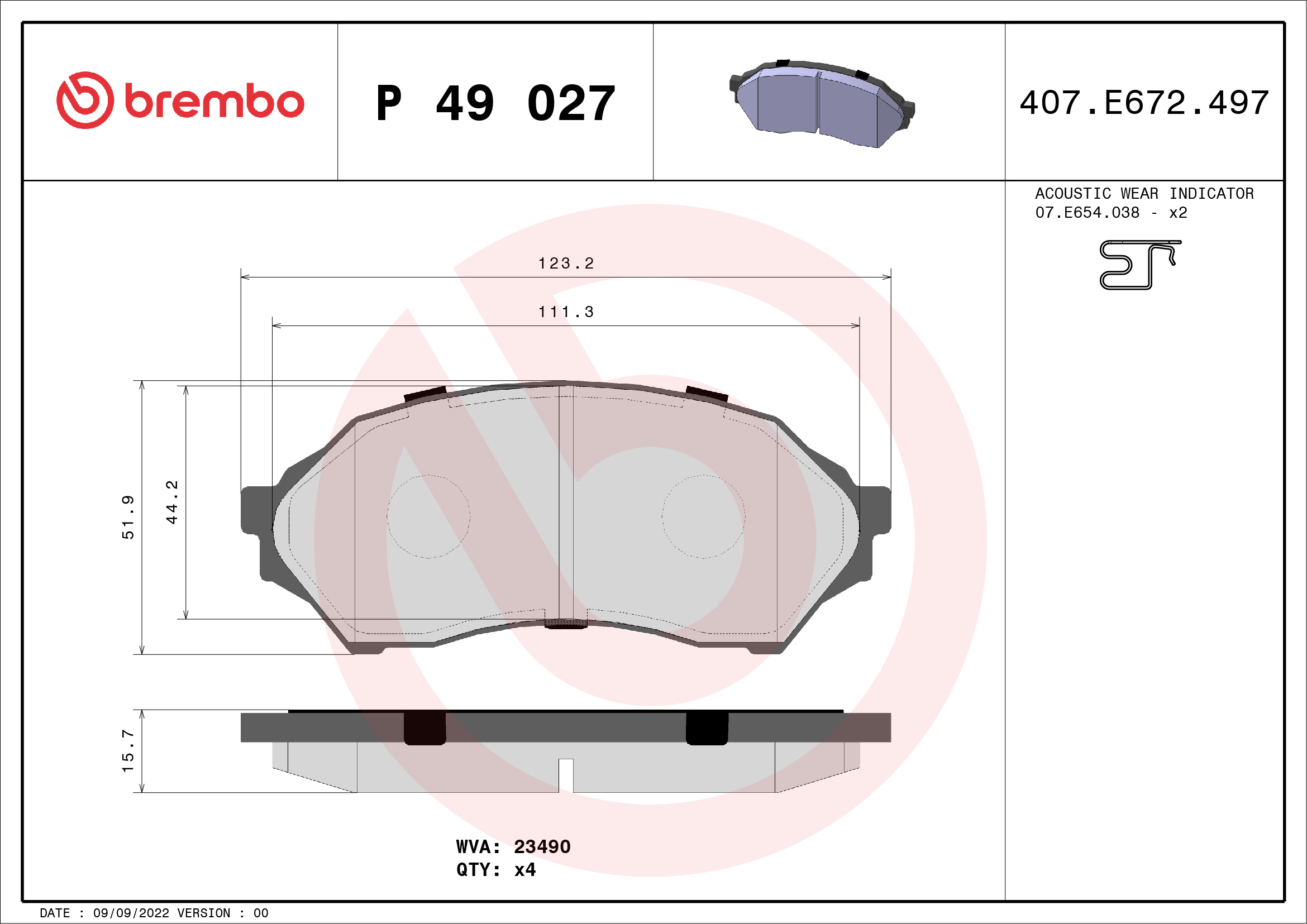 BREMBO  Fékbetét készlet, tárcsafék