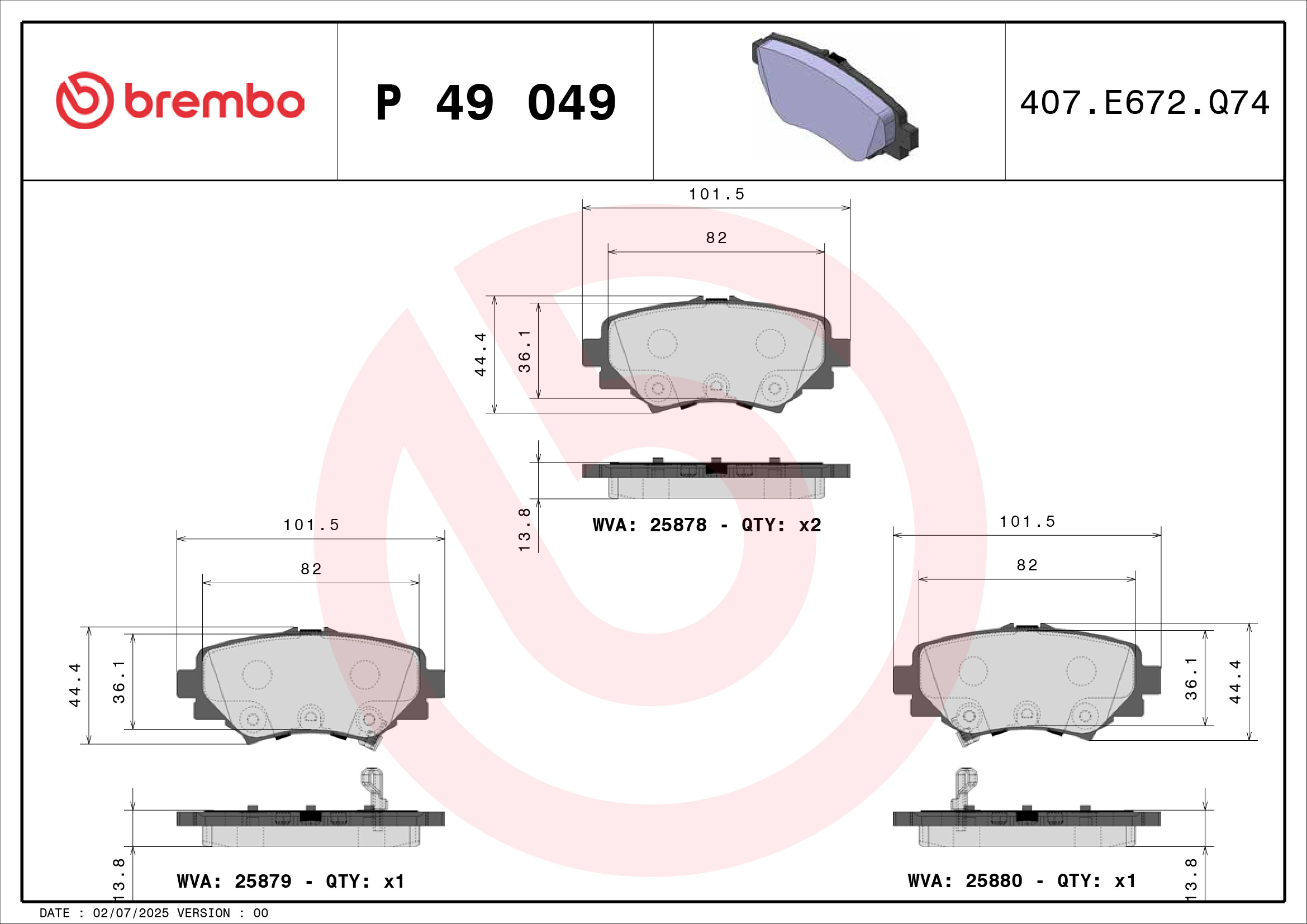 BREMBO BREP 49 049 Fékbetét