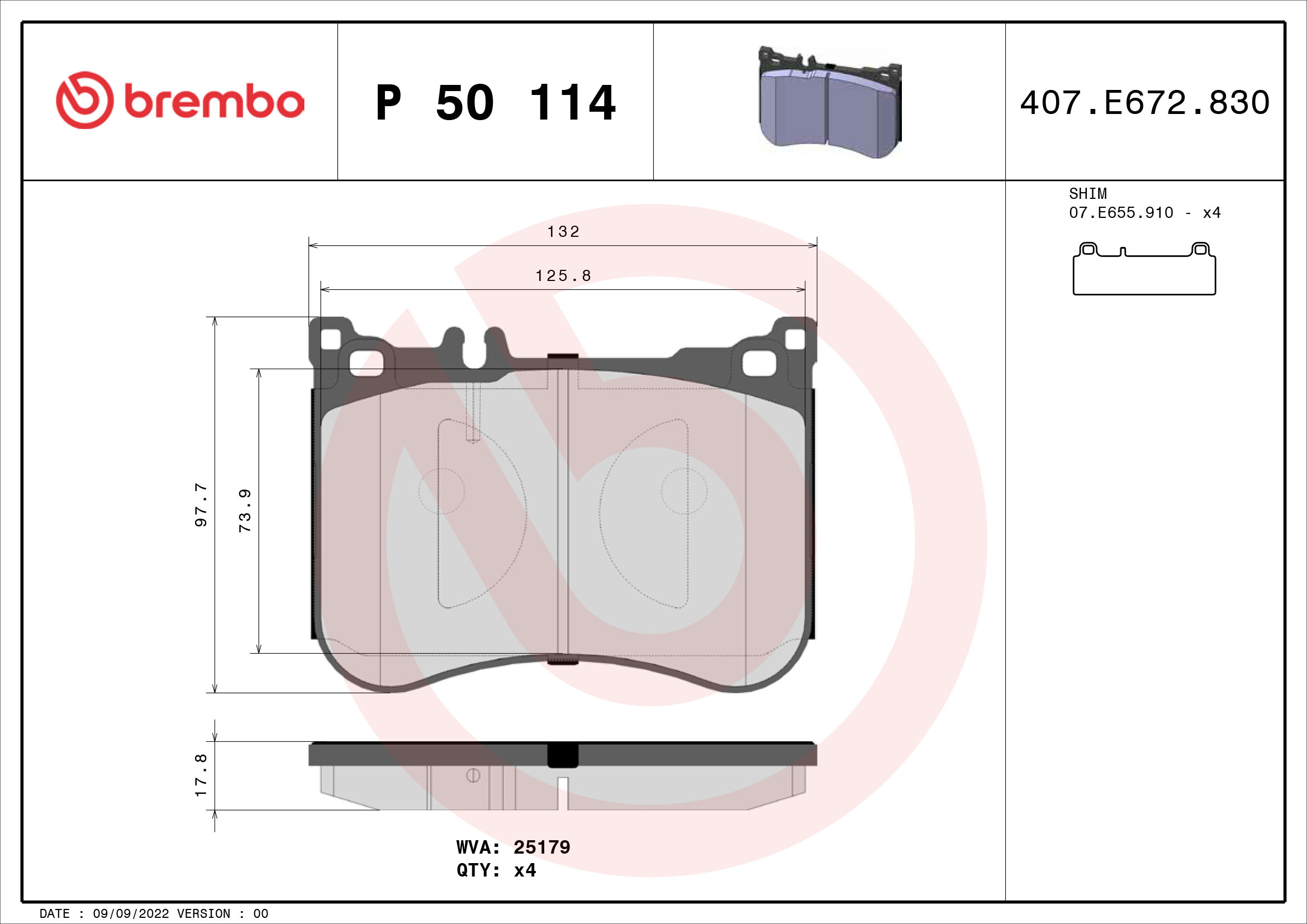 BREMBO 1001538930 P50114 - Első fékbetét készlet