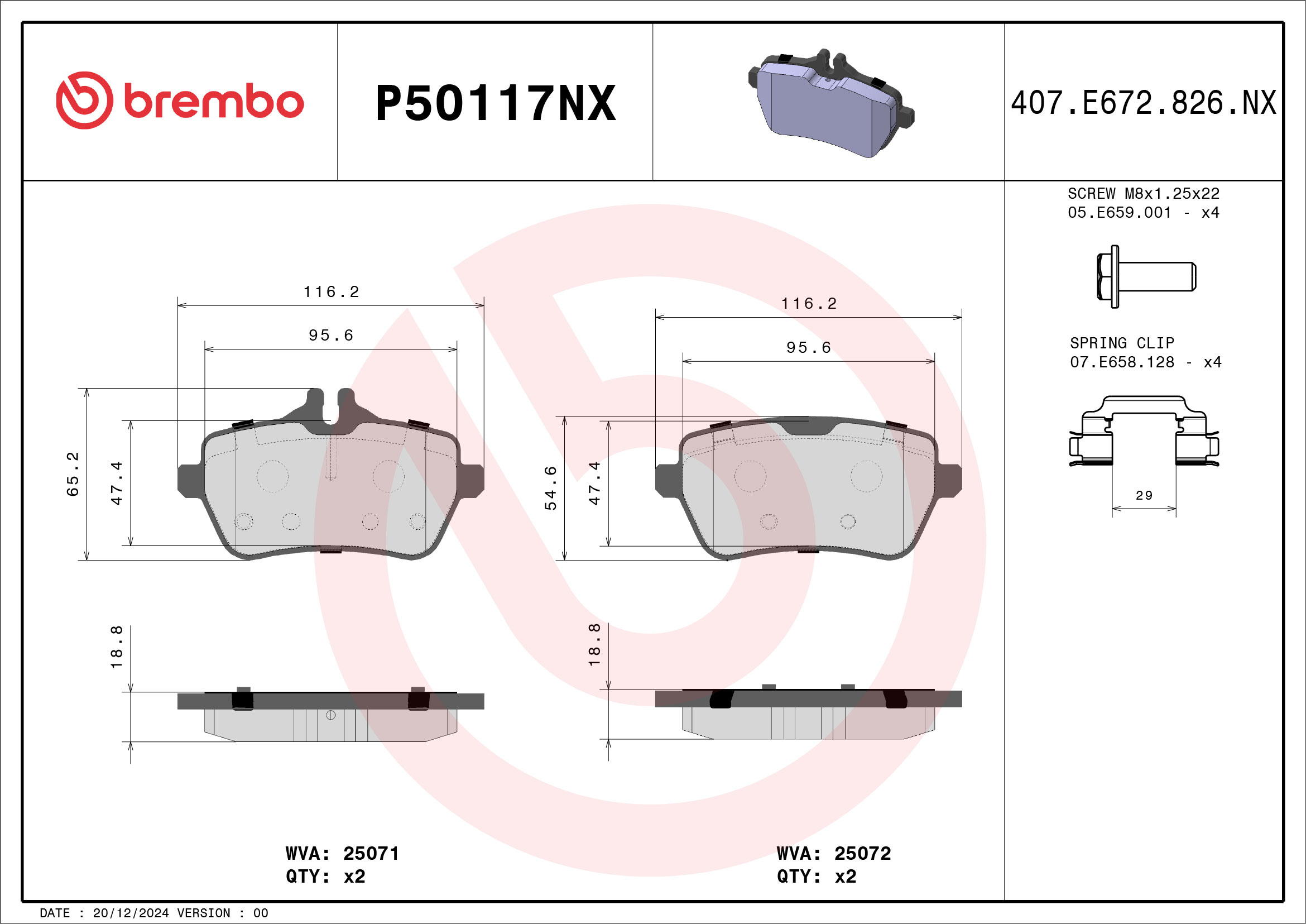 BREMBO BREP50117NX Fékbetét