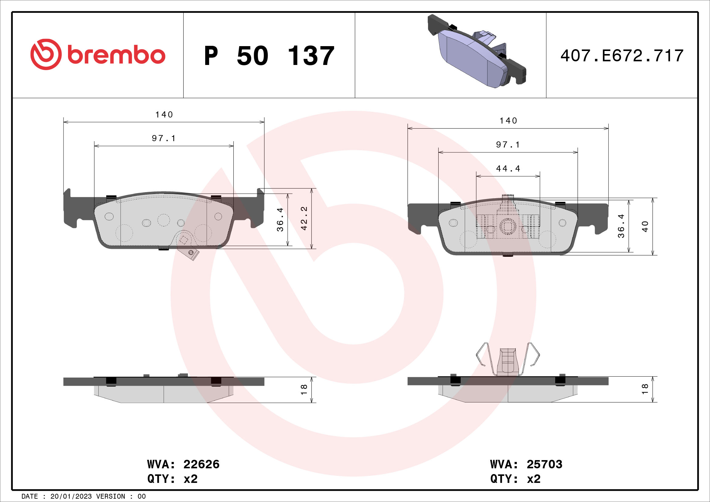 BREMBO BREP50137 fékbetét készlet, tárcsafék