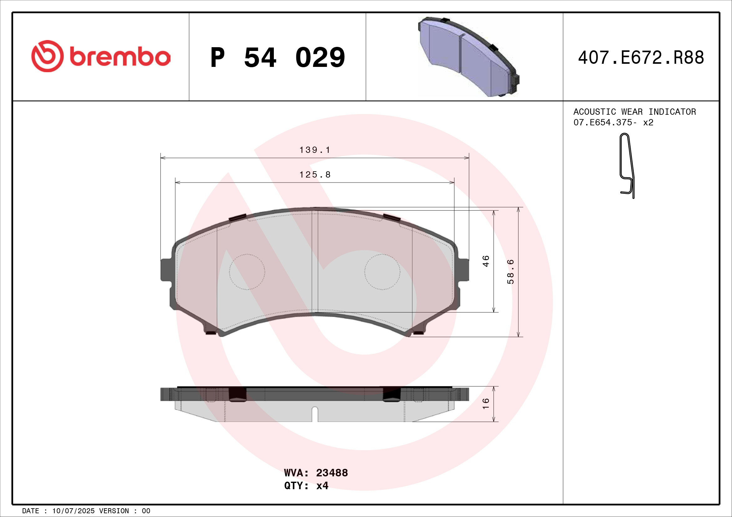 BREMBO BREP54029 fékbetét készlet, tárcsafék