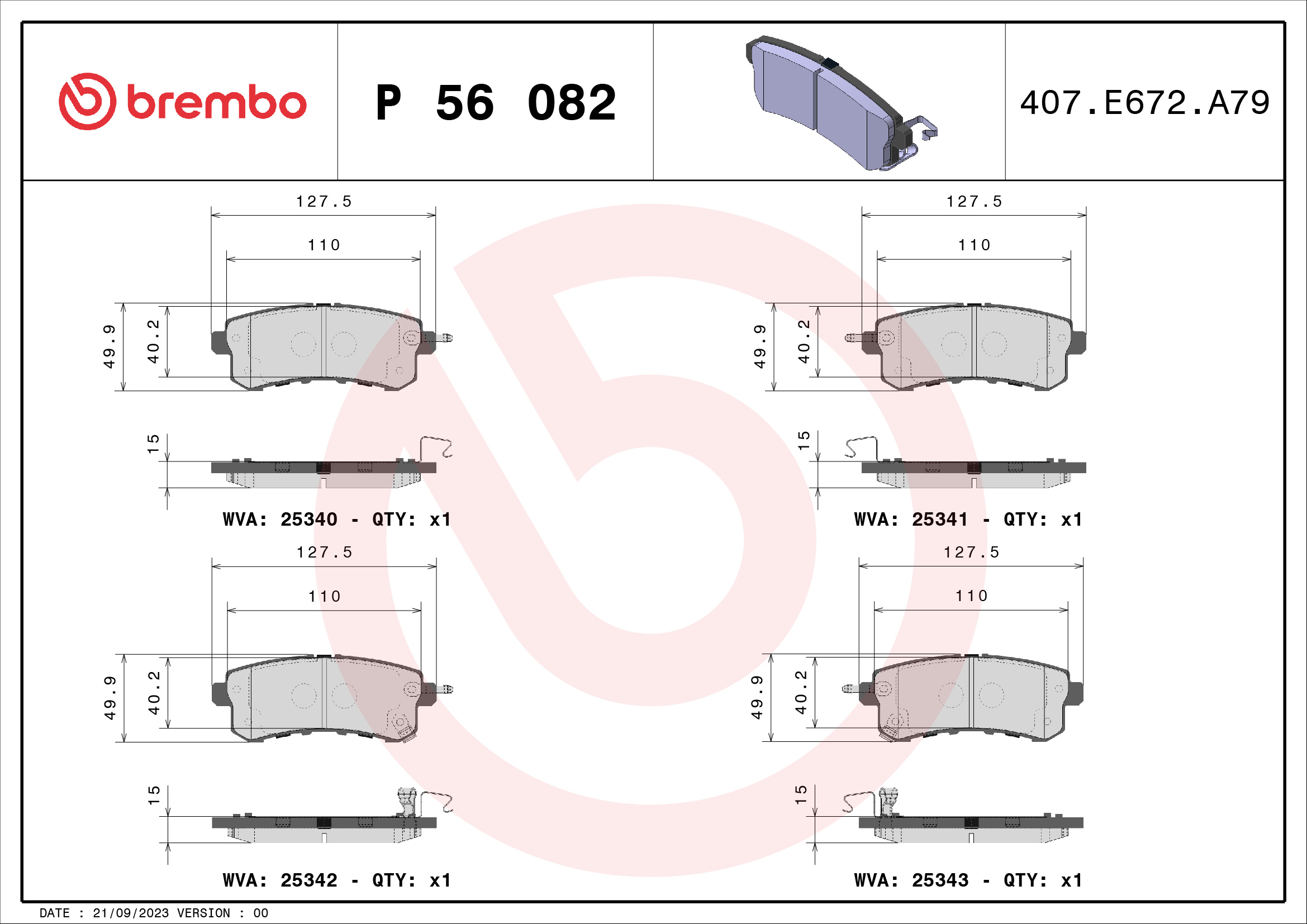 BREMBO BREP56082 fékbetét készlet, tárcsafék