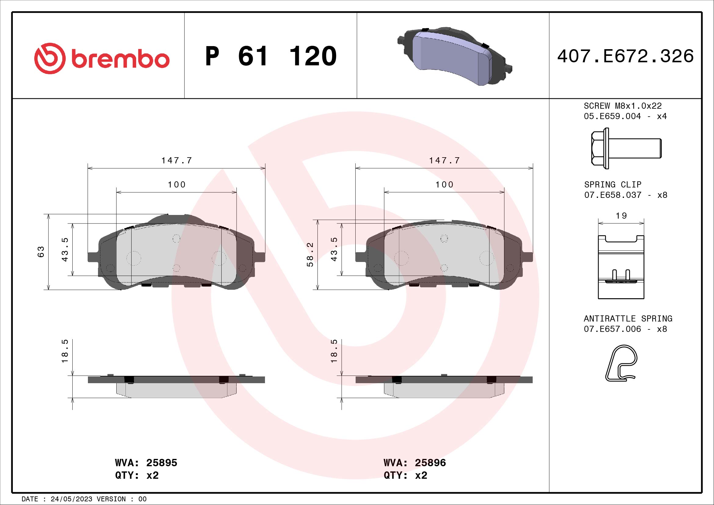 BREMBO BREP61120 fékbetét készlet, tárcsafék