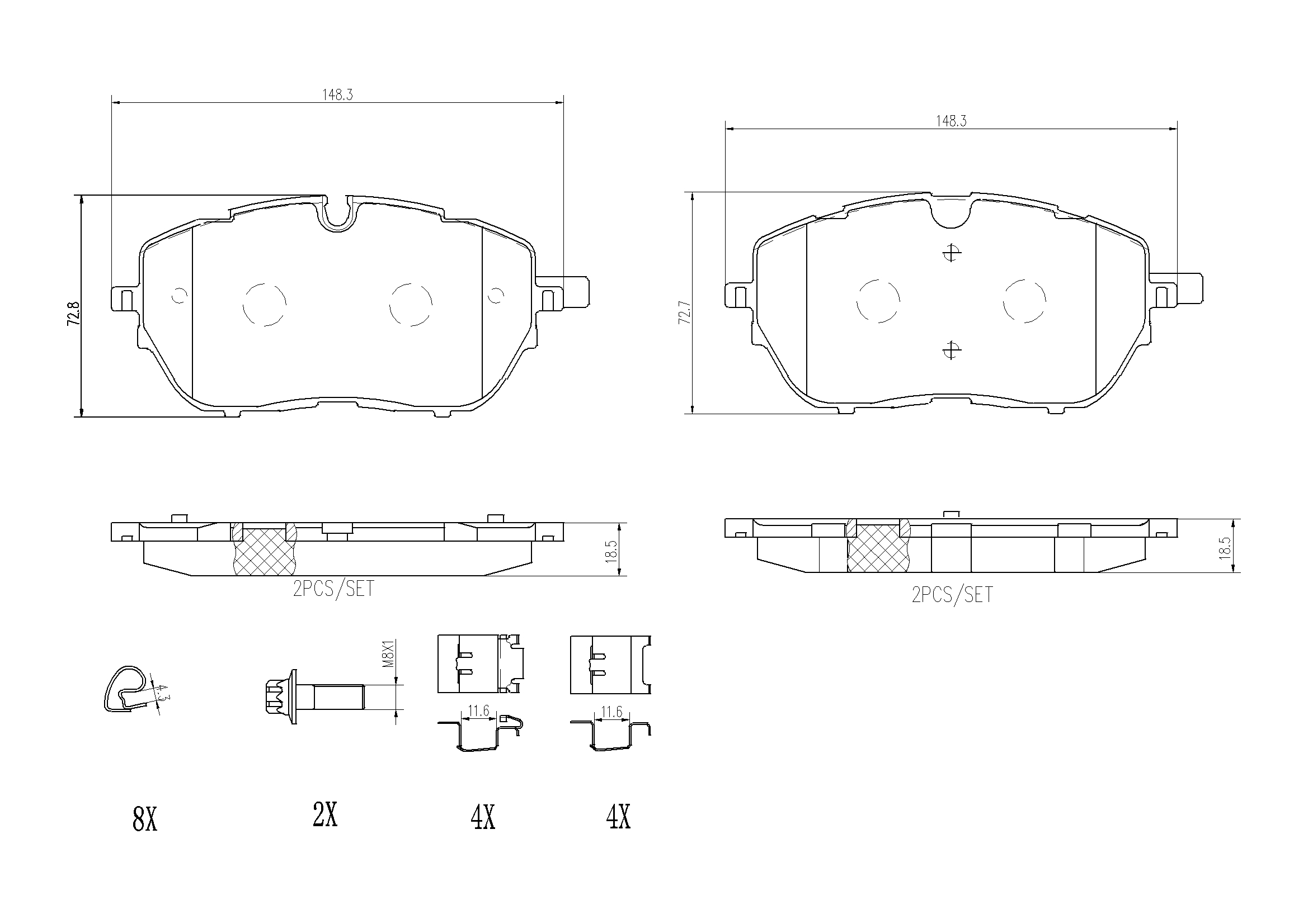 BREMBO BREP61128 fékbetét készlet, tárcsafék