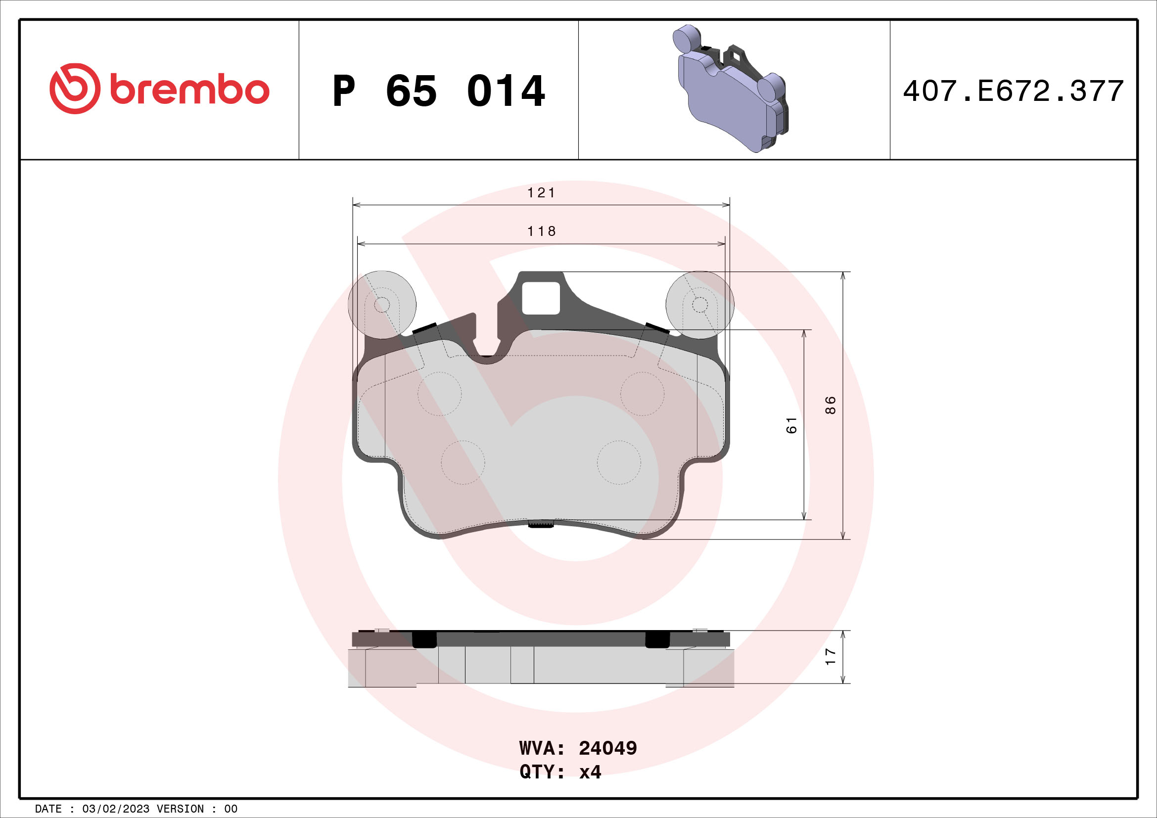 BREMBO BREP65014 fékbetét készlet, tárcsafék