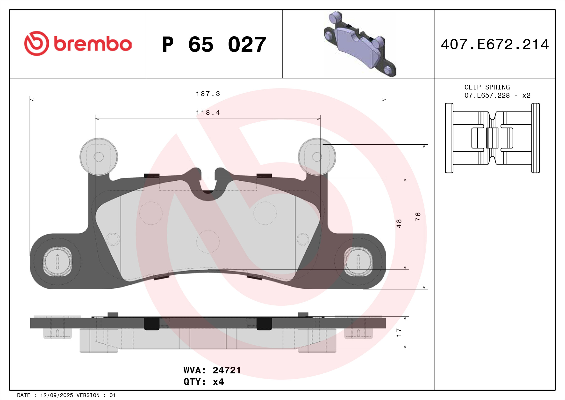 BREMBO BREP 65 027 Fékbetét