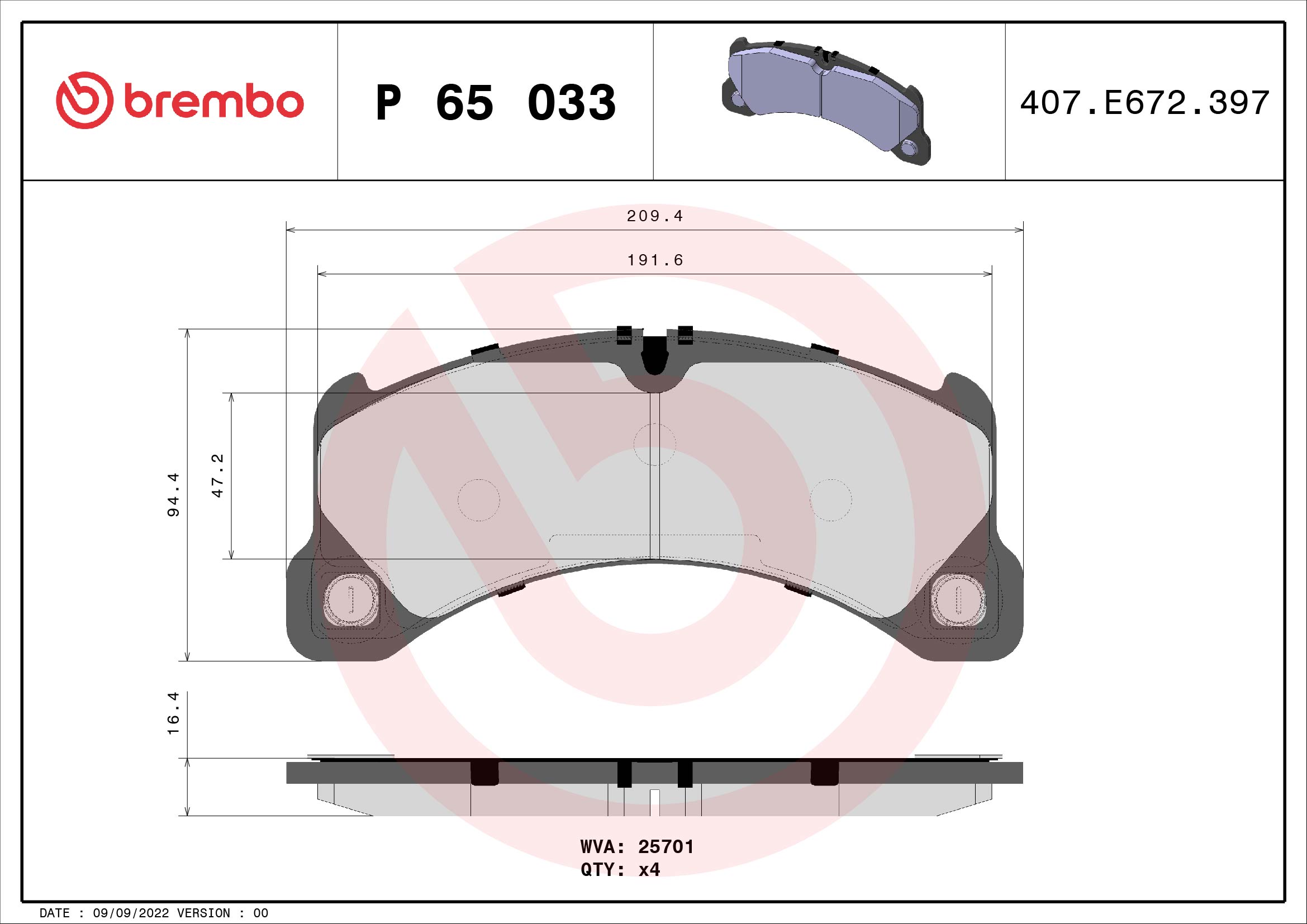 BREMBO 1001537700 P65033 - Első fékbetét készlet