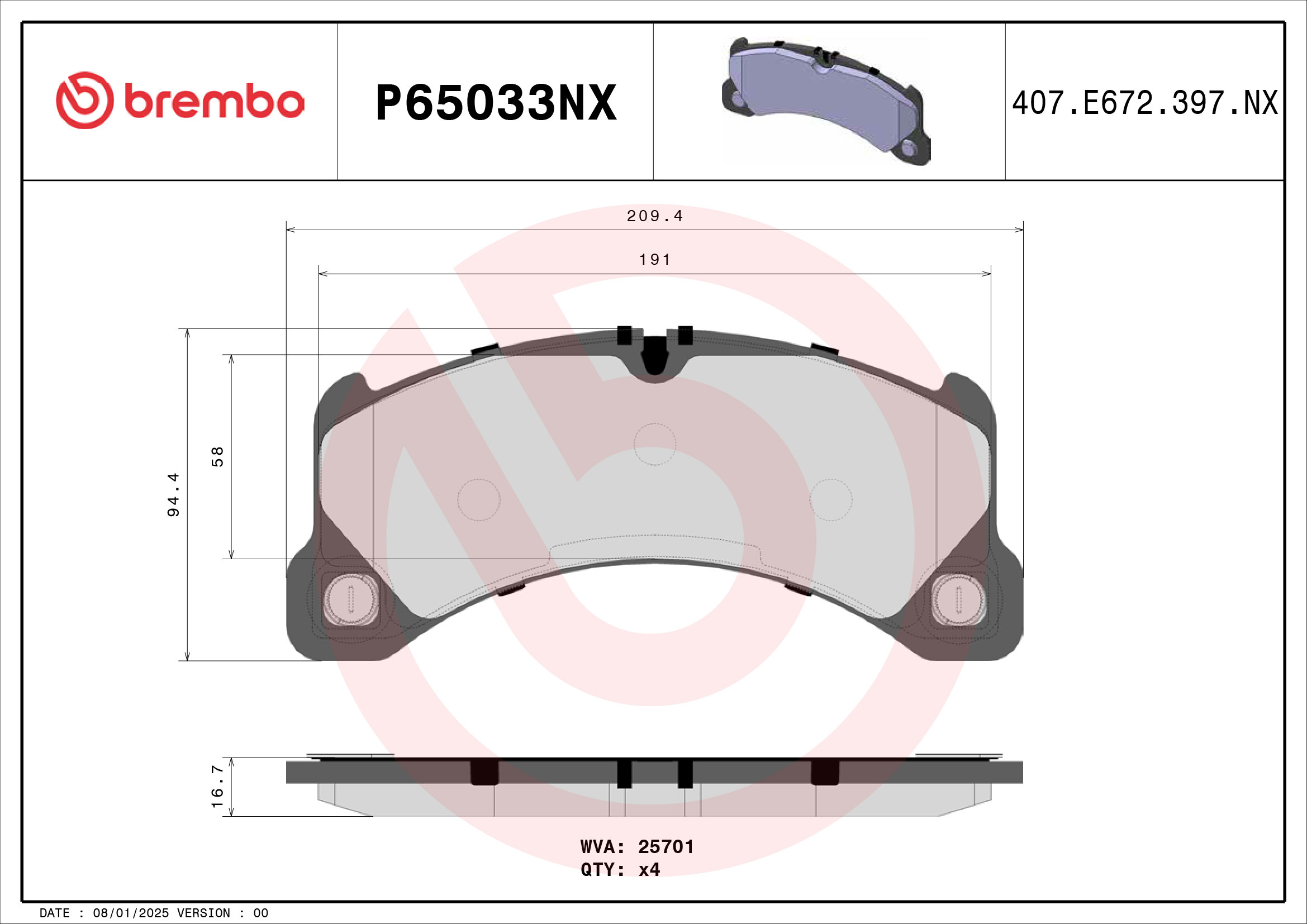 BREMBO BREP65033NX Fékbetét